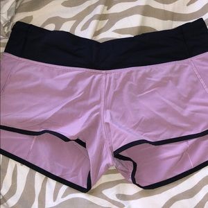 Purple with black trim lululemon shorts